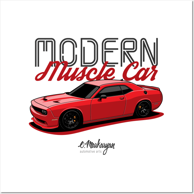 Dodge Challenger red Wall Art by Markaryan